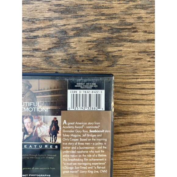 Seabiscuit DVD 2003 Tobey Maguire Jeff Bridges Sports Drama Movie Pre-Owned - Picture 4 of 4